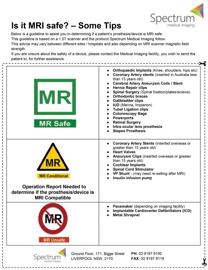 Metals & MR Imaging which scans are safe? GP Voice